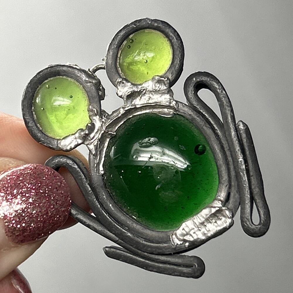 OOAK Handmade Mini Green Frog Pendant Suncatcher
